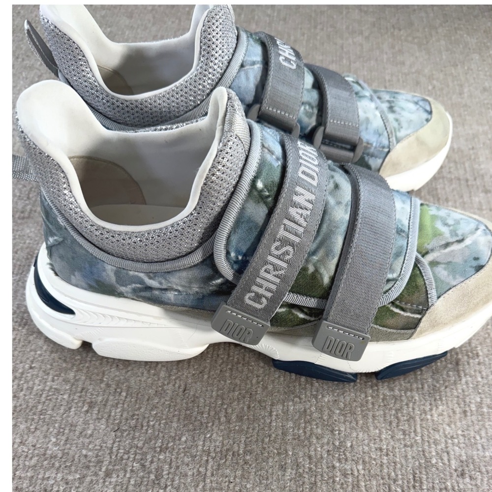 Christian Dior D-Connect Tie Dye Quilted Sneakers Grey Blue Women 11/Mens 8.5 - Picture 2 of 11